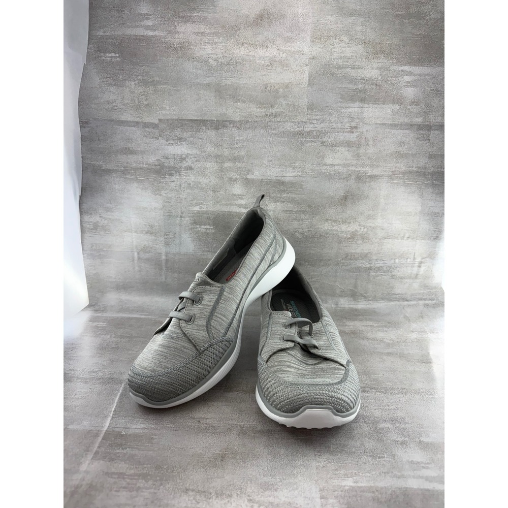 Skechers Women 23487W Grey Wide Fit Air-Cooled Memory Foam Slip On Sneakers 9.5